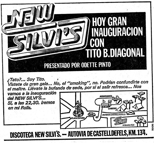 Anunci de la inauguraci de la discoteca New Silvi's de Gav Mar publicat al diari LA VANGUARDIA el 2 d'Abril de 1981
